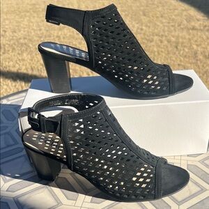 Celine Black Cutout Heeled Sandals